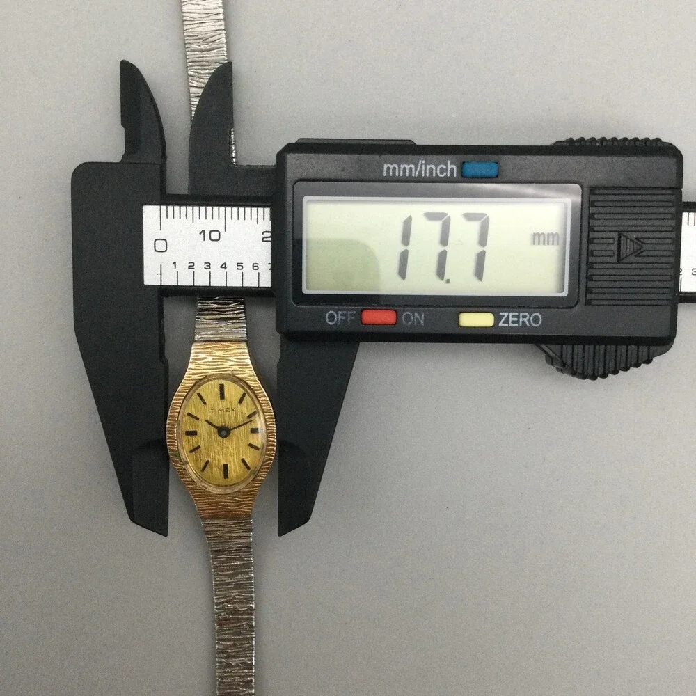 Vintage Timex Womens Watch 18mm Gold Dial Silver Tone Bracelet Manual Wind